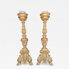 A PAIR OF LARGE ANTIQUE ITALIAN GILT WOOD NEOCLASSICAL TORCHERES - 3540169