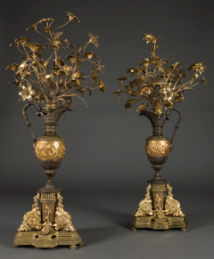 A PAIR OF LARGE FRENCH GILT BRONZE PATINATED VASE FORM CANDELABRAS - 3537859