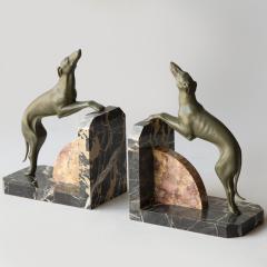 A PAIR OF LIMOUSIN PAINTED SPELTER SIGHTHOUND BOOKENDS - 4780342