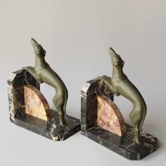 A PAIR OF LIMOUSIN PAINTED SPELTER SIGHTHOUND BOOKENDS - 4780344