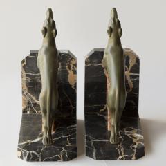 A PAIR OF LIMOUSIN PAINTED SPELTER SIGHTHOUND BOOKENDS - 4780346