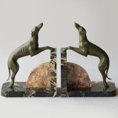 A PAIR OF LIMOUSIN PAINTED SPELTER SIGHTHOUND BOOKENDS - 4780348
