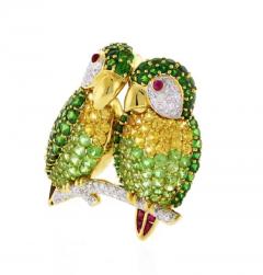 A PAIR OF LOVING PARROTS BROOCH - 3576099