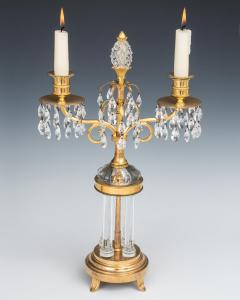 A PAIR OF ORMOLU AND GLASS TEMPLE CANDELABRA - 3795984