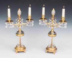 A PAIR OF ORMOLU AND GLASS TEMPLE CANDELABRA - 3796001