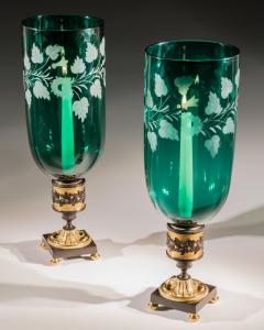 A PAIR OF ORMOLU BRONZE MOUNTED GREEN STORM SHADES - 3792971