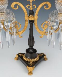 A PAIR OF REGENCY ORMOLU AND BRONZE CUT GLASS CANDELABRA - 3795996