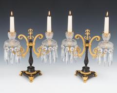 A PAIR OF REGENCY ORMOLU AND BRONZE CUT GLASS CANDELABRA - 3796024