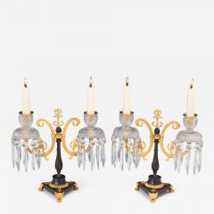 A PAIR OF REGENCY ORMOLU AND BRONZE CUT GLASS CANDELABRA - 3800034