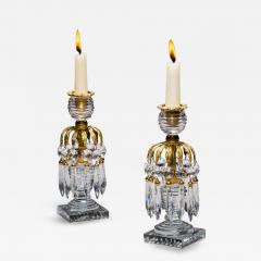 A PAIR OF REGENCY ORMOLU GLASS CANDLESTICKS - 4583606