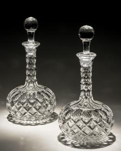 A PAIR OF SHAFT GLOBE VICTORIAN DECANTERS - 3792879