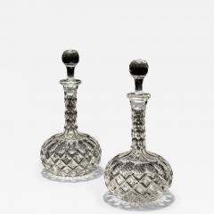 A PAIR OF SHAFT GLOBE VICTORIAN DECANTERS - 3796616