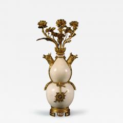 A PAIR OF STATUARY MARBLE AND GILT BRONZE MOUNTED CANDELABRA - 3917426