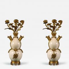 A PAIR OF STATUARY MARBLE AND GILT BRONZE MOUNTED CANDELABRA - 3917427