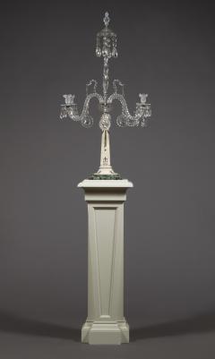 A PAIR OF STATUARY MARBLE VERDE ANTICO AND SCAGLIOLA INLAID CANDELABRA - 3906455