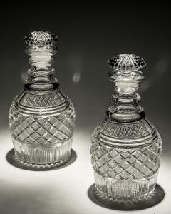 A PAIR OF STRAWBERRY DIAMOND CUT GEORGIAN DECANTERS - 3787847
