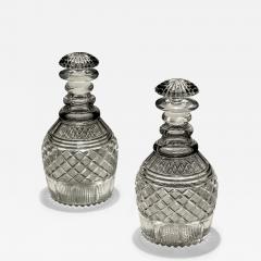 A PAIR OF STRAWBERRY DIAMOND CUT GEORGIAN DECANTERS - 3789351