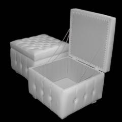 A PAIR OF WHITE LEATHER STOOLS STORAGE UNITS - 1913657