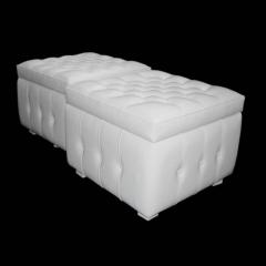 A PAIR OF WHITE LEATHER STOOLS STORAGE UNITS - 1913658