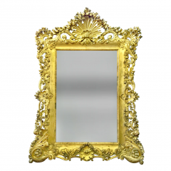 A PALATIAL LOUIS XV STYLE FRENCH CARVED RECTANGULAR GILT WOOD MIRROR - 3537562