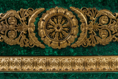 A PALATIAL PATINATED BRONZE MALACHITE MANTEL CLOCK OF CUPID AND PSYCHE - 3566300
