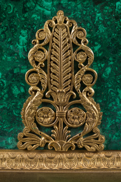 A PALATIAL PATINATED BRONZE MALACHITE MANTEL CLOCK OF CUPID AND PSYCHE - 3566401