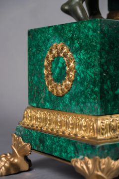 A PALATIAL PATINATED BRONZE MALACHITE MANTEL CLOCK OF CUPID AND PSYCHE - 3566529