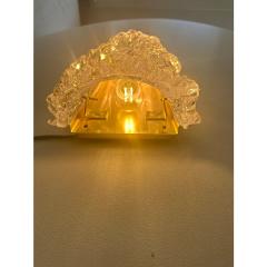 A Pair Barovier Style Art Deco Rostrato Clear Italian Murano Glass Wall Sconces - 4385693