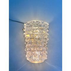 A Pair Barovier Style Art Deco Rostrato Clear Italian Murano Glass Wall Sconces - 4385696