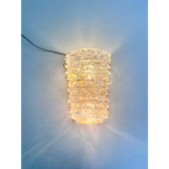 A Pair Barovier Style Art Deco Rostrato Clear Italian Murano Glass Wall Sconces - 4385699