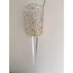 A Pair Barovier Style Art Deco Rostrato Clear Italian Murano Glass Wall Sconces - 4385705