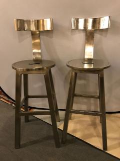 A Pair Of Deco Style Steel Bar Stool - 3001457