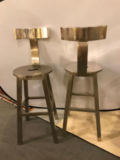 A Pair Of Deco Style Steel Bar Stool - 3001458