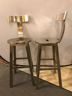 A Pair Of Deco Style Steel Bar Stool - 3001460