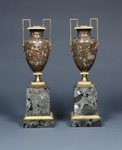 A Pair Of Gilt Bronze Mounted Specimen Porphyritic Granite Vase - 1427119