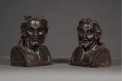 A Pair Of Glazed Terracotta Busts Depicting Two Greek Philosophers - 875524