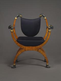A Pair Of Neoclassical X Form Armchairs With Parcel Gilt And Bronzed Detailing - 1457369