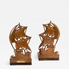 A Pair Of Teak Book Ends From HMS Iron Duke - 1233176