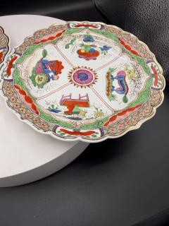 A Pair Of Worcester Dragons in Compartments Porcelain Dishes - 4715667