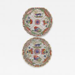 A Pair Of Worcester Dragons in Compartments Porcelain Dishes - 4716252