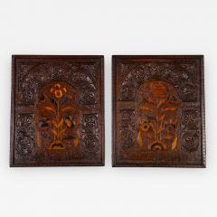 A Pair of 17th Century Oak and Marquetry Panels - 836629