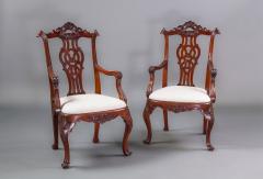 A Pair of 18th C Portuguese Rosewood Armchairs in the Chippendale Style - 805359