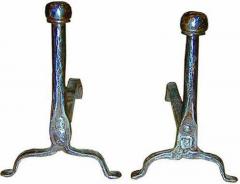 A Pair of 18th Century French Hand Forged Wrought Iron Andirons - 3340668