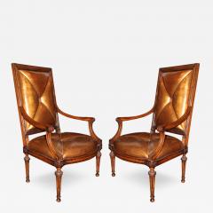 A Pair of 18th Century Italian Louis XVI Walnut Armchairs - 3302299