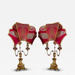 A Pair of 18th Century Italian Three Armed Candlelabra Lamps - 3883971