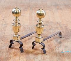 A Pair of 18th c Brass Cannon Ball Andirons - 3478969