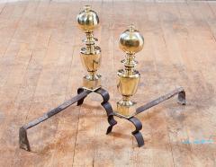 A Pair of 18th c Brass Cannon Ball Andirons - 3478972