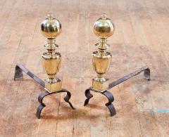 A Pair of 18th c Brass Cannon Ball Andirons - 3478975