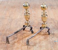 A Pair of 18th c Brass Cannon Ball Andirons - 3478976