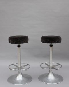 A Pair of 1960 s Aluminum Bar Stools - 1377190